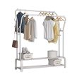 UDEAR Garment Rack Freestanding Hanger Double Rods Multi-functional Bedroom Clothing Rack, Double layer ，4 Hooks，White on Sale