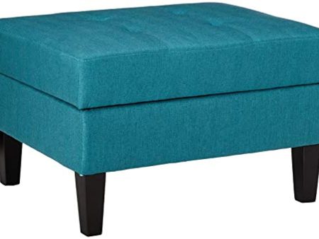 BELLEZE  Knight Home Zahra Fabric Storage Ottoman, Teal   Dark Brown Online Hot Sale