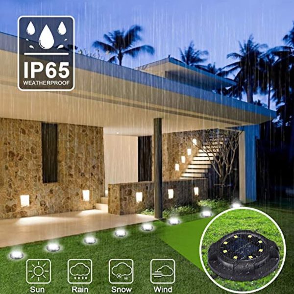 K.E.J. Solar Ground Light Outdoor Solar Disk Lights 8 Pack Garden Pathway Lights Waterproof Solar Walkway Lights for Yard Garden Lawn Pathway Patio Driveway Deck White For Sale