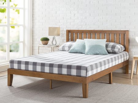 Zinus Alexia 12 Inch Wood Platform Bed with Headboard   No Box Spring Needed   Wood Slat Support   Rustic Pine Finish, Queen For Cheap