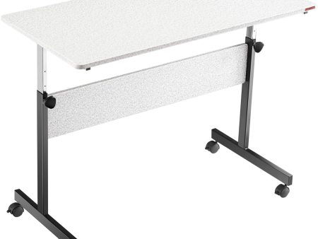 Mr IRONSTONE Height Adjustable Desk 45.7  Mobile Computer Desk Home & Office Utility Table with Rolling Wheels（Non-Automatic Adjustment） (Spatter Gray) Discount