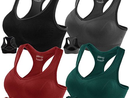 FITTIN Racerback Sports Bras - Padded Seamless Med Impact Support for Yoga Gym Workout Fitness Discount