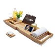 WORTHYEAH Bathtub Caddy Tray, Bamboo Adjustable Organizer Tray for Bathroom with Free Soap, Large Bathtub Table Holds Book, Wine, Snack, Phone, Wooden Tub Rack for Luxury Spa (Natural) Discount