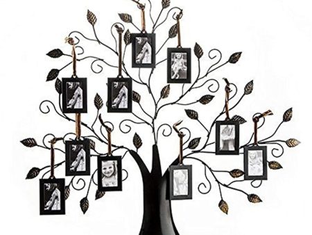 Klikel Family Tree Picture Frame Display with 10 Hanging Picture Photo Frames | Large 20 x 18 Metal Tree | 10 Ornamental 2x3 Frames For Sale