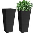 Verel Set of 2 Tall Outdoor Planters - 24 Inch Large Outdoor Planters with Small Planting Pots – Indoor and Outdoor Rectangular Flower Pots for Front Door, Patio and Deck (Black) Cheap