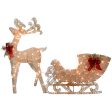 Rubikliss lit Artificial Christmas Décor | Includes Pre-Strung LED Lights and Ground Stakes | Reindeer and Santa s Sleigh-4 ft, White, Red, Green Sale