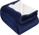 Utopia Bedding Sherpa Flannel Fleece Reversible Bed Blanket Extra Soft Brushed Microfiber (Queen, Navy) Supply