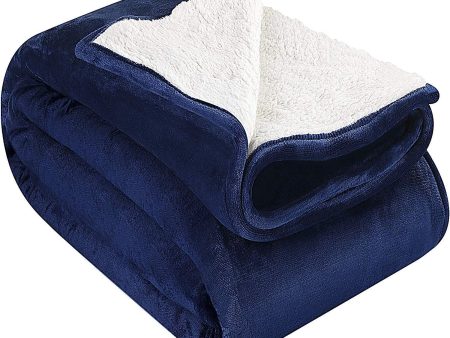 Utopia Bedding Sherpa Flannel Fleece Reversible Bed Blanket Extra Soft Brushed Microfiber (Queen, Navy) Supply