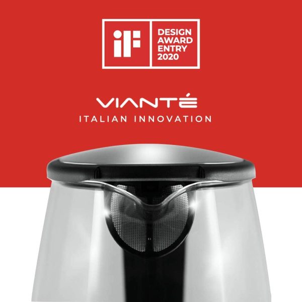 Vianté Glass Electric Tea Kettle. Fast Water Boiler. BPA-FREE Stainless Steel & Borosilicate Glass. Designed in Italy. 8 Cups Capacity. 1.7 Liters Online Hot Sale