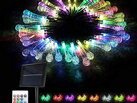 MagicLux Tech Outdoor Solar String Lights Water Drop 40LED 26.25ft 16 Single Colors Multicolor Change in One Waterproof Light 5 Modes with Remote Control Decoration Garden Yard Christmas Party Holiday Hot on Sale