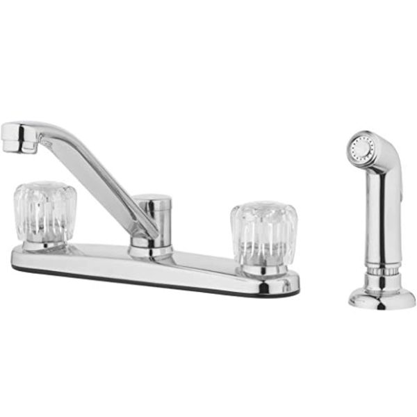 Uneedem  26-K82CS-CH-AV Two Handle Kitchen Sink Faucet with Side Spray, Polished Chrome Round Knobs on Sale