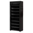 UDEAR 9 Tier Shoe Rack with Dustproof Cover Shoe Shelf Storage Organizer Black Supply