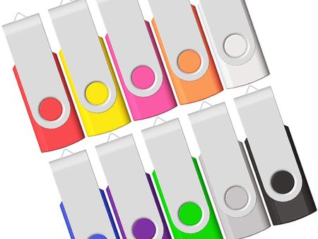 PANGUK 16GB USB Memory Stick 10 Pack, Flash Drive Usb Stick Bulk of 10 PCS 16 GB JBOS USB2.0 Swivel Thumb Drives Gig Stick Jump Drive Disk Key for Fold Digital Date Storage Gift for Client, Mix-Colors For Cheap