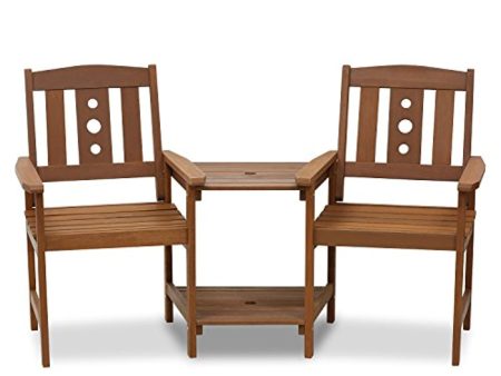 WestinTrends  FG17488 Tioman Outdoor Hardwood Patio Furniture Jack and Jill Chair Set in Teak Oil, Natural on Sale