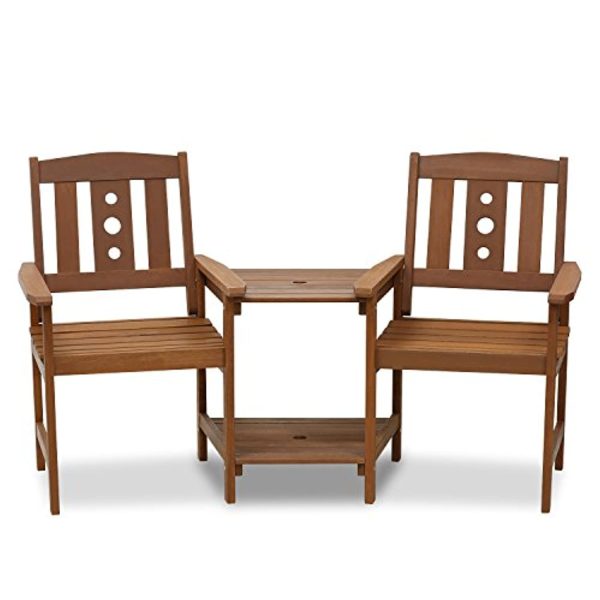 WestinTrends  FG17488 Tioman Outdoor Hardwood Patio Furniture Jack and Jill Chair Set in Teak Oil, Natural on Sale