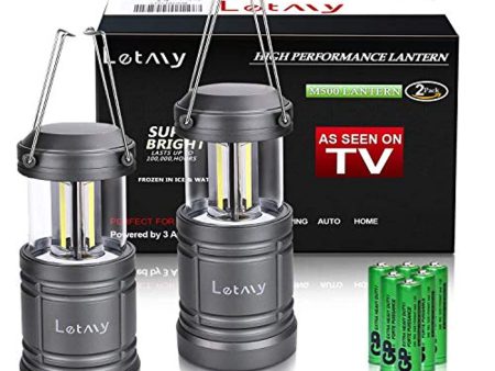 LETMY LED Camping Lantern with Magnetic Base, Super Bright, Long Lasting Run-time, IPX67 Water Resistant, Battery Powered Outdoor LED Lantern Camping Lights, Collapsible, 2 Pack (Batteries Included) Online Hot Sale