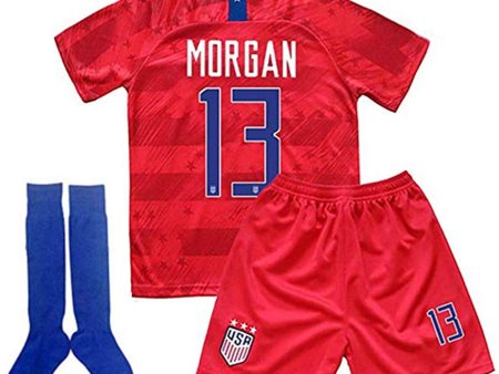 ALLSYY Alex Morgan #13 USA National Team 2019 2020 Season Kids Youth Sport T-Shirt & Shorts & Socks Online now