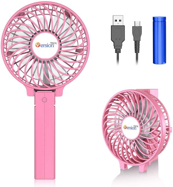 VersionTECH. Mini Handheld Fan, USB Desk Fan, Small Personal Portable Table Fan with USB Rechargeable Battery Operated Cooling Folding Electric Fan for Travel Office Room Household Black Online Hot Sale