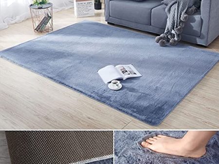 Wondo Area Rug Large Shaggy Rug Fluffy Imitation Rabbit Fur Floor Carpet Soft and Non-slip with 3m Nano Adhesive Tape for Living Room Dining Room Bedroom Kids Room Grey 140x200cm Cheap