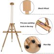 T-SIGN Portable Painting Easel Stand, Wood Art Floor Tripod Beech Easel, Foldable Design, Adjustable Height 36.5 to 75.5 Inches, Adjustable Large Tray for Painting, Sketching, Display Online