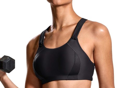 SYROKAN Women s Front Adjustable Lightly Padded Wirefree Racerback High Impact Sports Bra on Sale