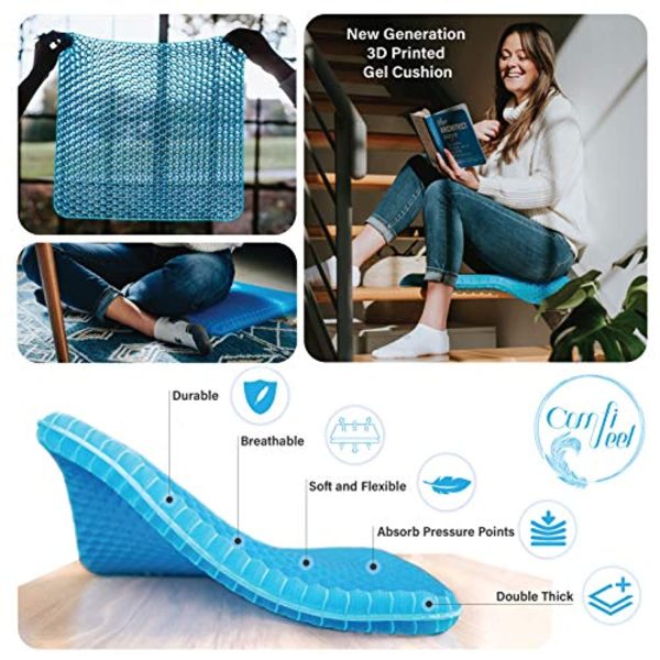 Comfifeel Gel Seat Cushion for Pressure Relief and Long Sitting - Gel Cushions for Pressure Sore Relief - Double Thick Chair Cushion with Breathable Non Slip Cover Perfect for Wheelchair Office Chair and Cars For Cheap