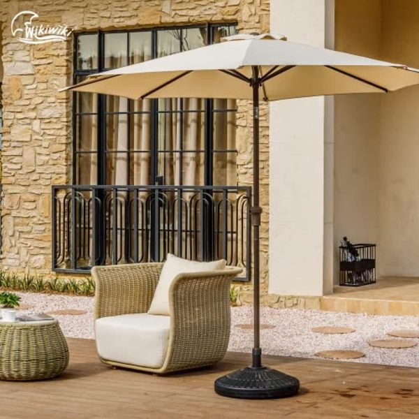 Wikiwiki 9ft Patio Umbrella Outdoor Market Table Umbrella with Push Button Tilt and Crank (Beige)… Online