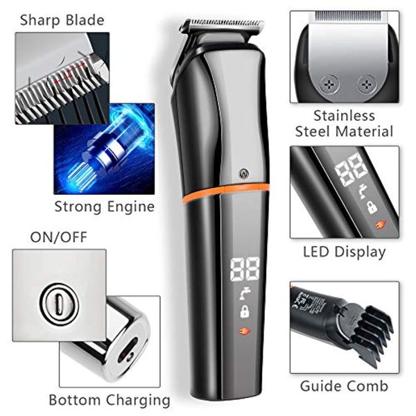 RYNX Hair Clipper Beard Trimmer Kit For Men Cordless Hair Mustache Trimmer Hair Cutting Groomer Kit Precision Trimmer Waterproof USB Rechargeable 6 In 1 (Black) Hot on Sale