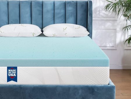 IULULU Mattress Topper for Queen Bed, Gel Swirl Memory Foam Soft Bed Topper for Back Pain, 3 inch, Light Blue Online