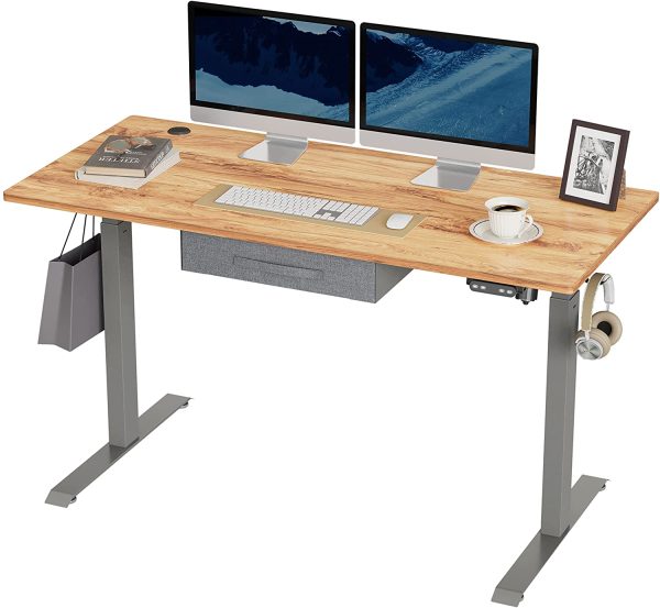 BANTI Adjustable Height Standing Desk with Drawers, 55x24 Inches Electric Stand Up Desk, Sit Stand Home Office Desk with Black Frame Black Top, (B-SDE-55BK) Hot on Sale