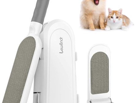 Lewondr Portable Pet Hair Remover, Double Sided Fur & Lint Brush with Self-Cleaning Base, 1 Travel Size Removal Brush Easily Remove Cat and Dog Hair on Clothing, Couch, Carpet, Car Seat on Sale