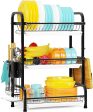 Wizdays Dish Drying Rack, 304 Stainless Steel 3-Tier Dish Rack with Utensil Holder, Cutting Board Holder and Dish Drainer for Kitchen Counter For Cheap