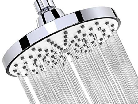 WASSA Shower Head - 6 Inch Anti-Leak Anti-Clog Fixed Rain Showerhead - Rainfall Spray Relaxation and Spa - Metal Swivel Ball Joint (Silver) Hot on Sale