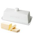 WERTIOO Ceramic Butter Dish, Porcelain Butter Dish with Lid Handle Cover Design, White on Sale