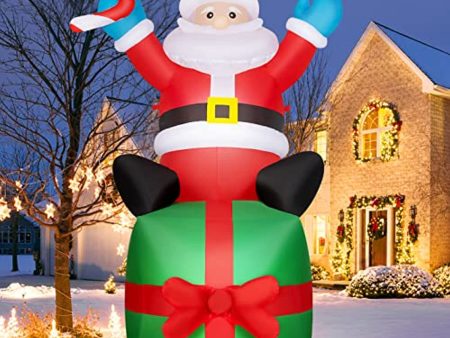 WDERNI 6FT Christmas Inflatable Santa Clause with LED Lights - Happy Xmas Holiday Blow Up for Outdoor Yard Lawn Garden Archway Thanksgiving Decorations Supply