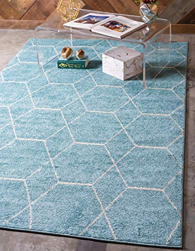 Unique Loom Trellis Frieze Collection Lattice Moroccan Geometric Modern Area Rug, 8 x 10 Feet, Dark Gray Ivory Online