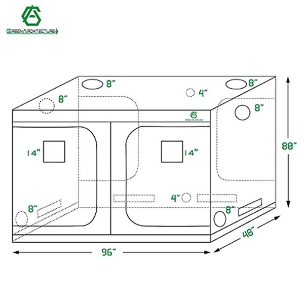 GA GREENARCHITECTURE  Grow Tent Reflective Mylar Hydroponic Grow Tent with Observation Window and Waterproof Floor Tray for Indoor Plant Growing (96x48x80) Cheap