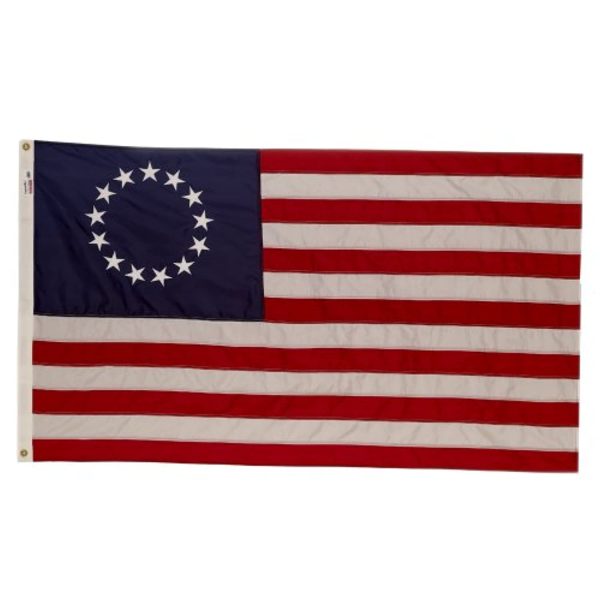 Valley Forge, American Flag, Nylon, 3  x 5 , 100% Made in USA, Betsy Ross 13-Star Colonial US Flag, Sewn Stripes, Embroirdered Stars Fashion