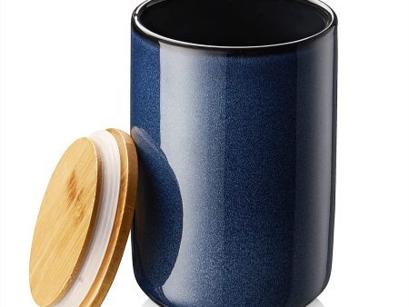 ZONESUM Coffee Canister with Lid, Kitchen Utensil Holder 65 FL OZ Ceramic Food Storage Jar with Airtight Lid for Serving Coffee, Cocoa, Sugar, Salt, Cookie and More, Blue or Black For Cheap