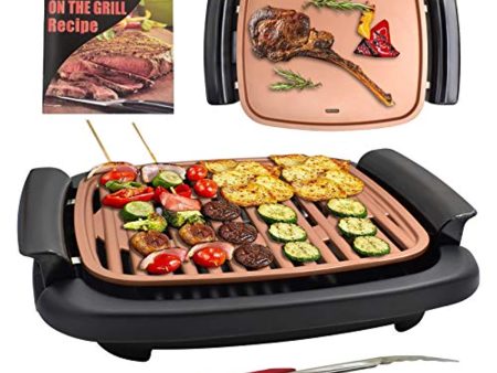 TecTake  Electric BBQ Smokeless Grill Indoor - Upgraded Nonstick Tabletop Griddle with Recipes and Clip, Adjustable Thermostat, Removable Washable Plates, Easy to Clean, 16  x 11  Flat Square Portable Grill Plates For Discount