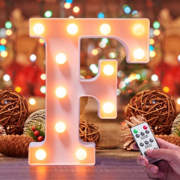 Lifegoo LED Letter Lights 26 Alphabet White Marquee Letters Night Light Sign with Diamond Bulbs Remote Control Timer Dimmable for Wedding Party Christmas Lamp Home Bar (T) Supply