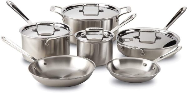 XINLEO  Brushed D5 Stainless Cookware Set, Pots and Pans, 5-Ply Stainless Steel, Professional Grade, 10-Piece - 8400001085 Cheap