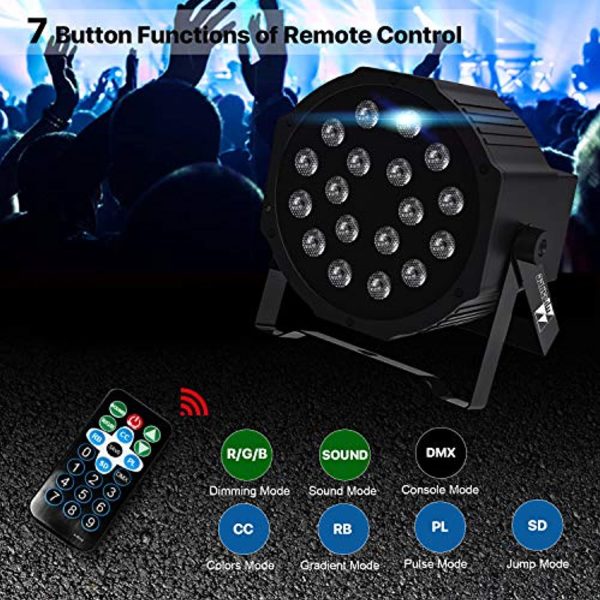 Missyee Uplights 18 RGB Led UpLights, Missyee Sound Activated DMX Uplighting, LED Par Can Lights with Remote Control, DJ Uplighting Package for Wedding Birthday Home Party (8 pcs) Supply