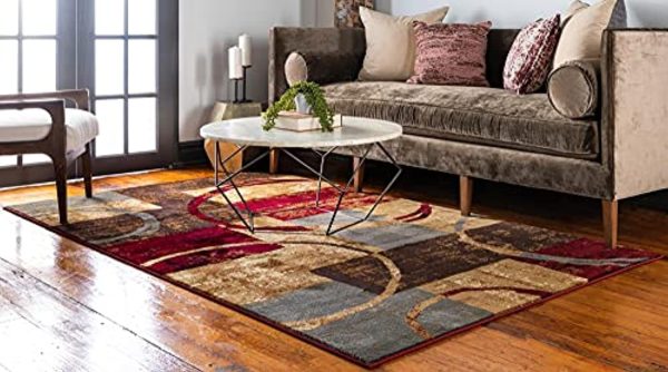 Unique Loom Barista Collection Modern Circles Rustic Warm Rug_COF010, 5  x 8 , Multi Beige For Discount