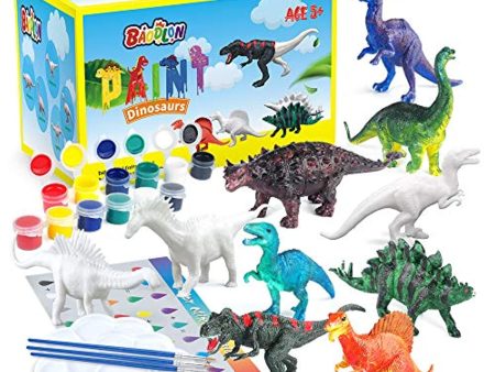 BAODLON Kids Arts Crafts Set Dinosaur Toy Painting Kit - 10 Dinosaur Figurines, Decorate Your Dinosaur, Create a Dino World Painting Toys Gifts for 5, 6, 7, 8 Year Old Boys Kids Girls Toddlers Supply