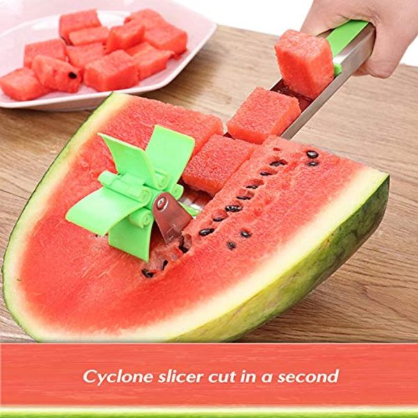 Weetiee Watermelon Windmill Cutter Slicer [Original] - Weetiee Auto Stainless Steel Melon Cuber Knife - Fun Fruit Vegetable Salad Quickly Cut Tool, Best Gift For Cheap