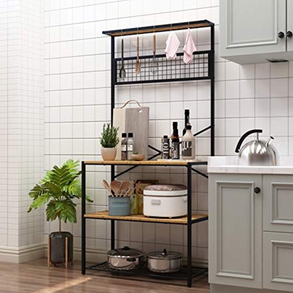 Sogesfurniture Standing Kitchen Baker Storage Shelf Rack 3-Tier for Kitchen Baker s Rack Microwave Stand Storage Cart Workstation Shelf, BHUS-YL-D5003-N Fashion