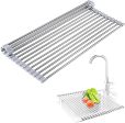 Wizdays Roll Up Dish Drying Rack, Kitchen Over Sink Dish Drying Racks, Deecam Heat Resistant Mat with FDA Grade Non-Slip Silicone and 304 Stainless Steel Pipe, Multi-Use Dish Drainers 16.6  x 11.2   Online