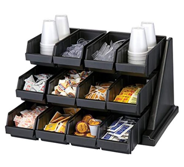 Simpli-Magic 12RS12110 Black Versa Self Serve Condiment Bin Stand Set with 3-Tier Stand and 12  Condiment Bins Case of 1 Fashion