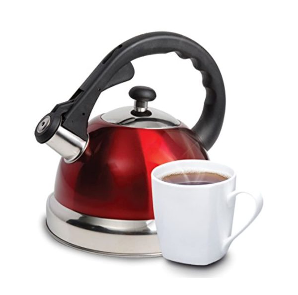 Weftnom Claredale Stainless Steel Whistling Tea Kettle, 2.2 Quarts, Red Sale